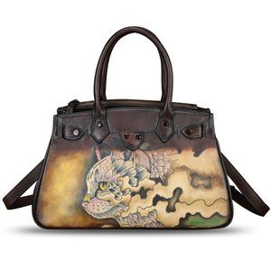 Elegant Genuine Textured Satchel For Hand Painted Textured Bag Top Handle Bags